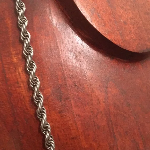Silver Twisted Rope Necklace with Polished Finish - Picture 11 of 13
